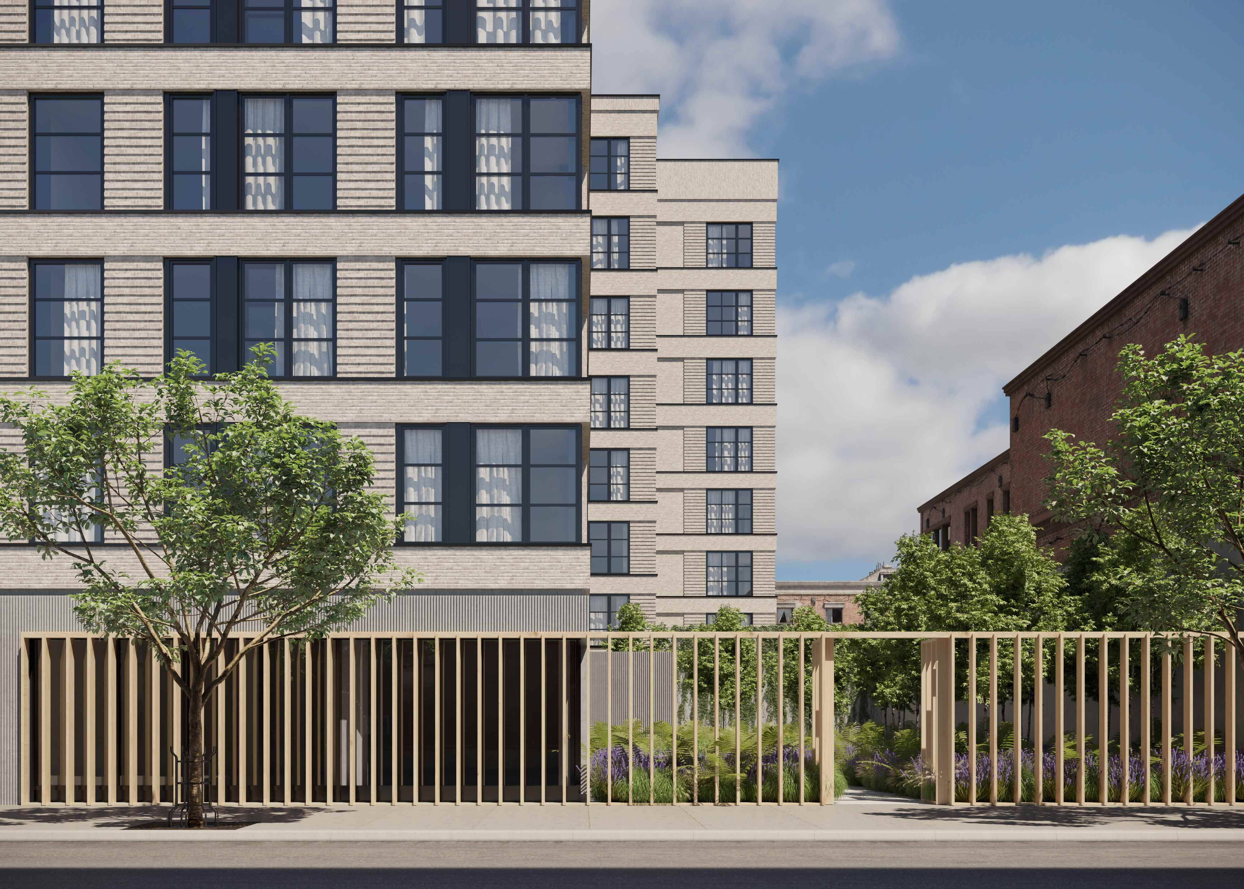 rendering of the streetlevel with gate