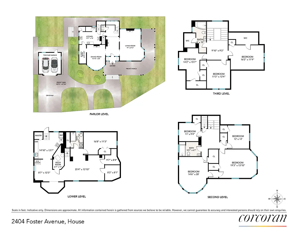 floorplan showing four floors of living space