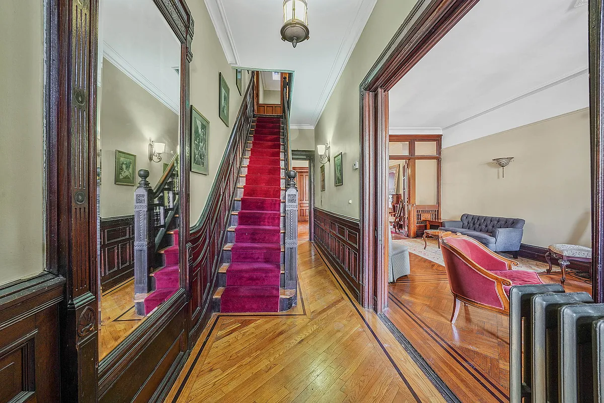 entry with mirror, wainscoting