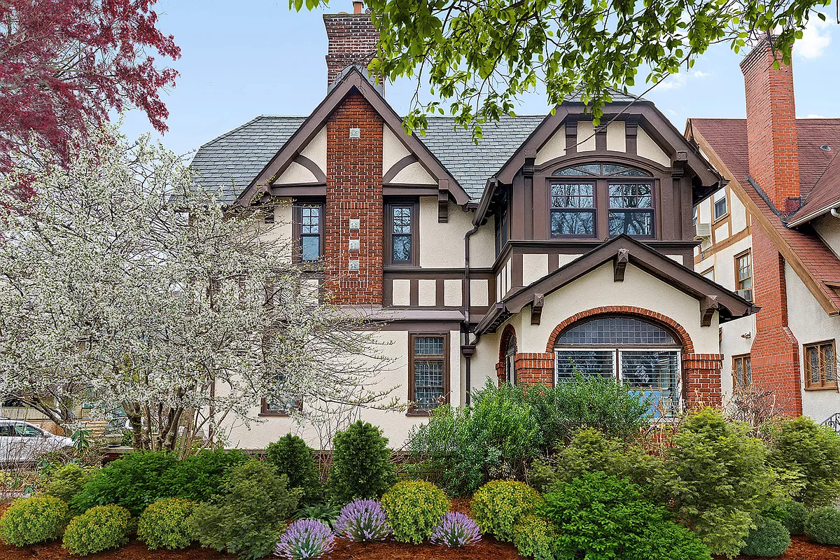 stucco exterior with garden