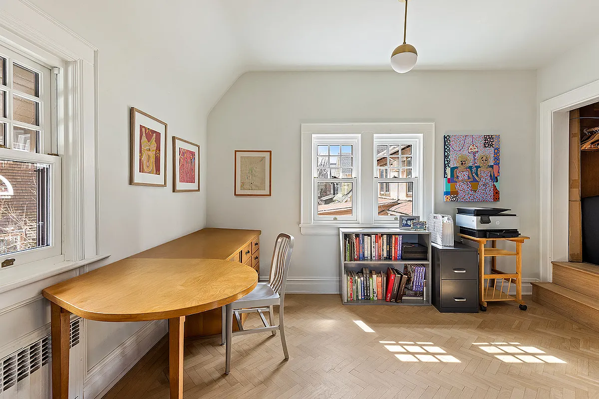 office with herringbone floor