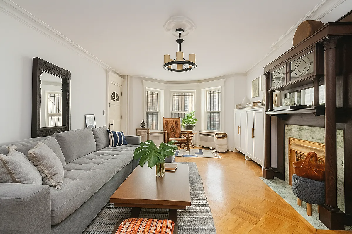 windsor terrace - living room with a mantel